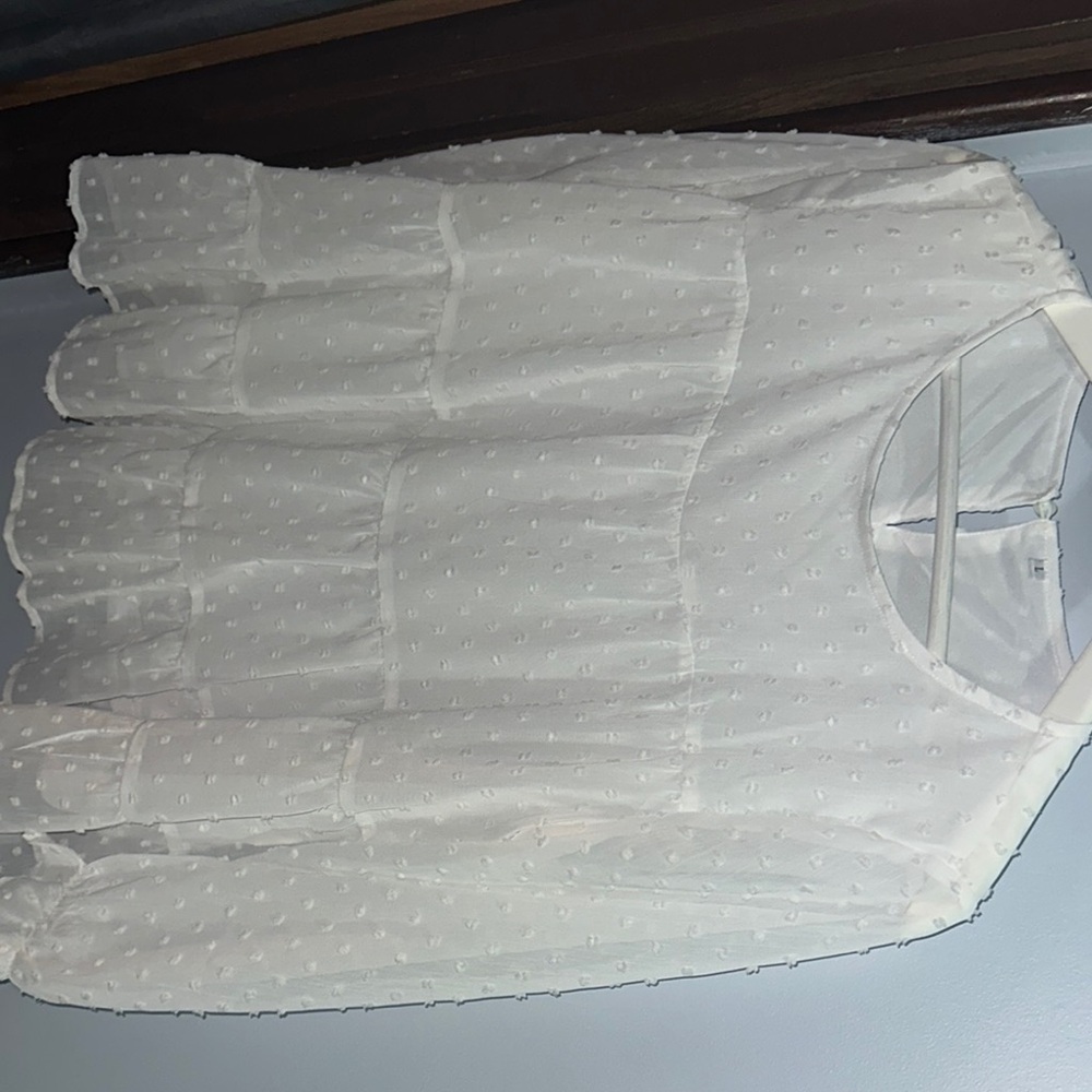 Cream Tiered Blouse with Long Sleeves